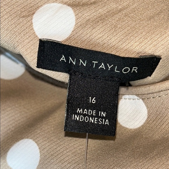 Ann Taylor Tan Dress with White Dots - Picture 2 of 8